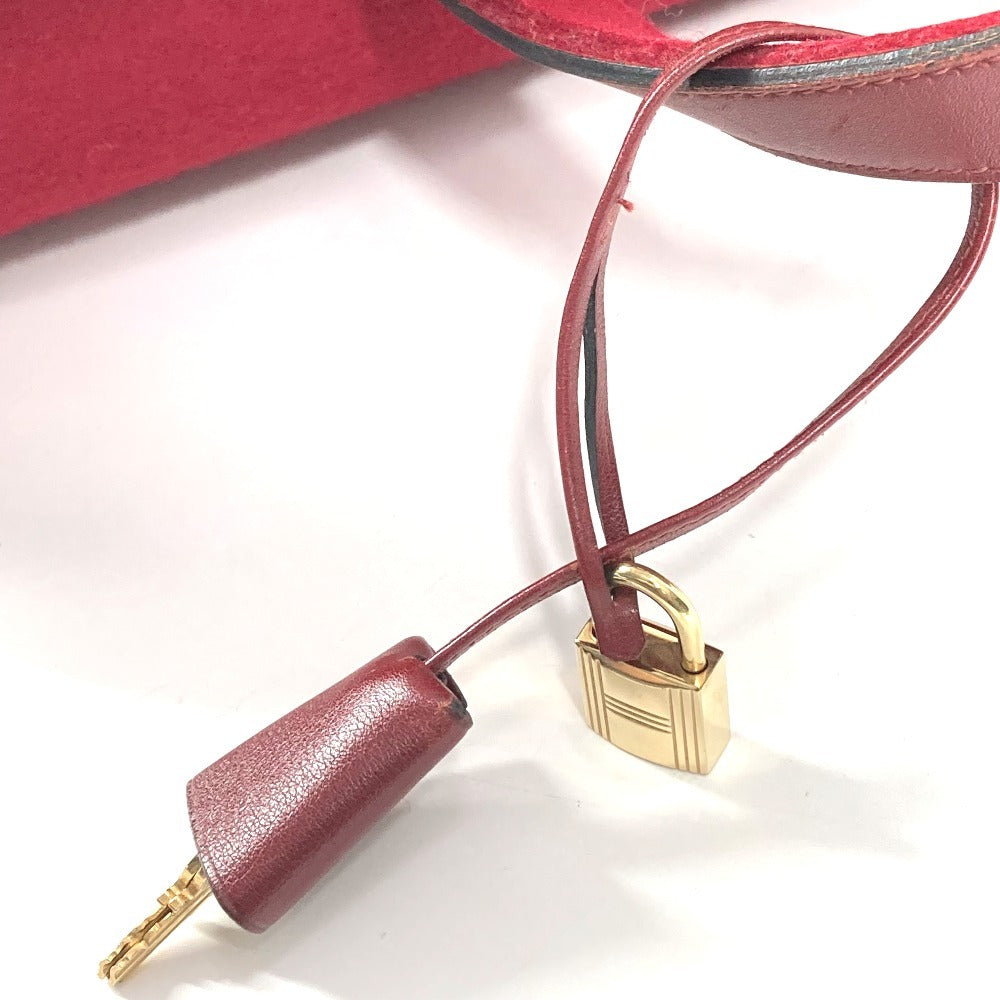 HERMES Hパンチングロゴ フードゥ 旅行バッグ カバン トラベルバッグ バッグ ボストンバッグ フェルト ユニセックス レッド