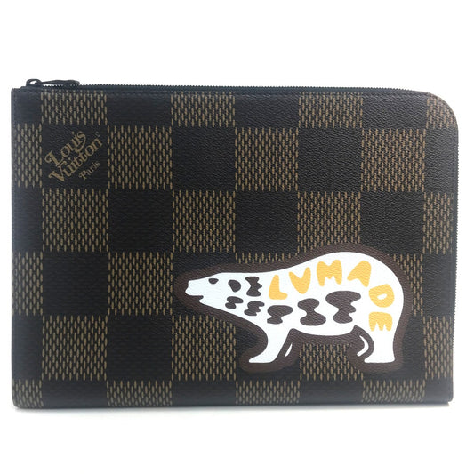 LOUIS VUITTON N60390 ダミエジャイアント ポシェットジュール カバン NIGO コラボ クラッチバッグ ダミエキャンバス メンズ エベヌ ブラウン