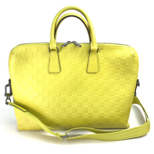 LOUIS VUITTON N41391 ダミエアンフィニ ポルトドキュマンジュール カバン 2WAY ショルダーバッグ ビジネスバッグ ダミエアンフィニレザー メンズ ヴェールアシード イエロー