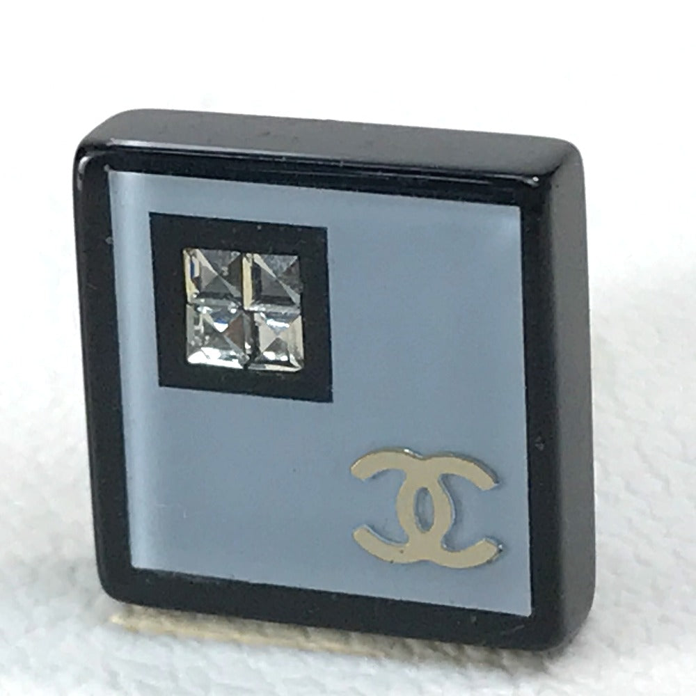 CHANEL CC Coco Mark Square Coco Rhinestone Earrings, Plastic, Women's, Light Blue