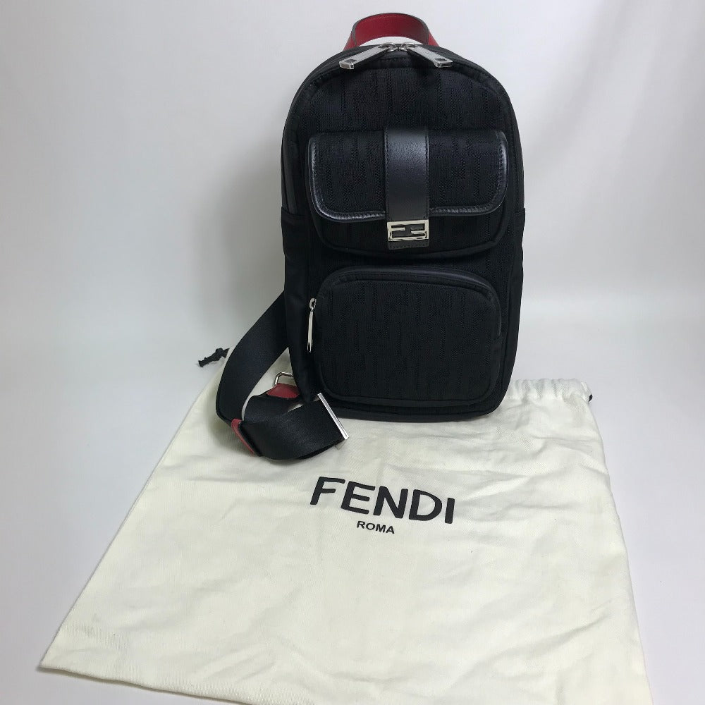 FENDI 7VZ049 ベルトバッグ ズッカ FF柄 カバン クロス ボディバッグ ショルダーバッグ ファブリック/レザー メンズ NERO ブラック/レッド
