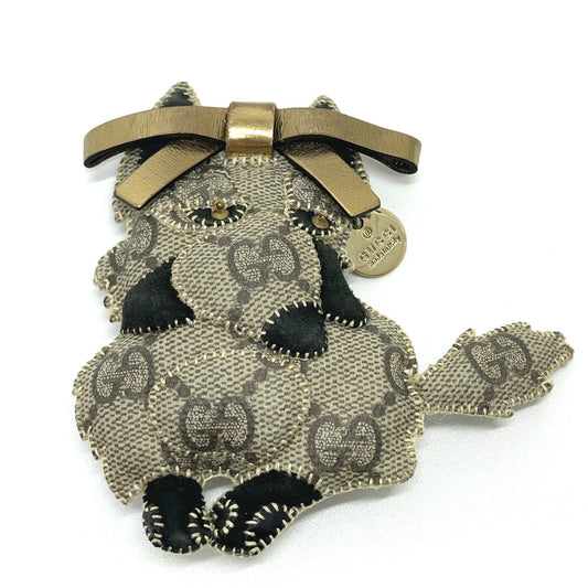 GUCCI 犬 ジャーマンシェパード グッチョリ バッグアクセサリー キーホルダー キーチャーム チャーム GGスプリームキャンバス レディース ベージュ