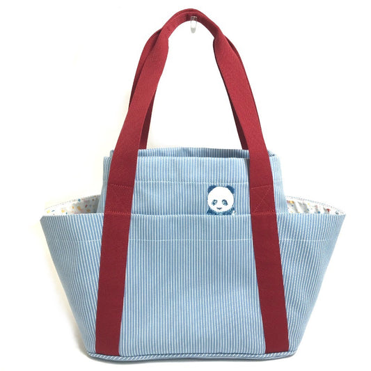 HERMES パンダ パスパス マザーズバッグ カバン バッグインバッグ トートバッグ キャンバス レディース ブルーエ ブルー×レッド