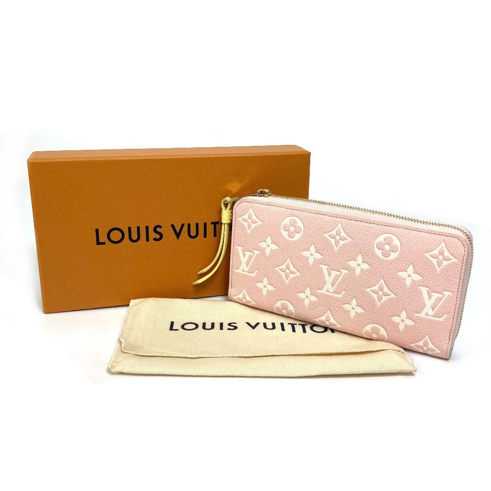 LOUIS VUITTON M81279 Monogram Empreinte Zippy Wallet, Round Zipper Long Wallet, Monogram Empreinte Leather, Women's, Pink x Beige x Yellow