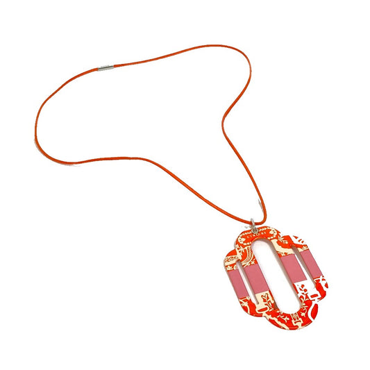 HERMES プレート アトラージュ ネックレス アクセサリー ネックレス メタル レディース オレンジ