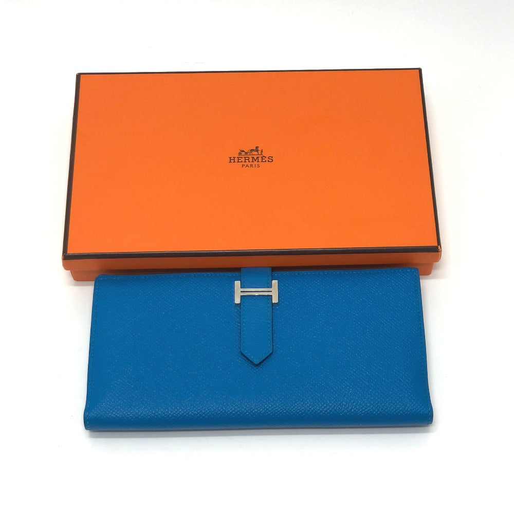 HERMES ベアンスフレ ウォレット 二つ折り 長財布 ヴォーエプソン レディース ブルーザンジバル ブルー