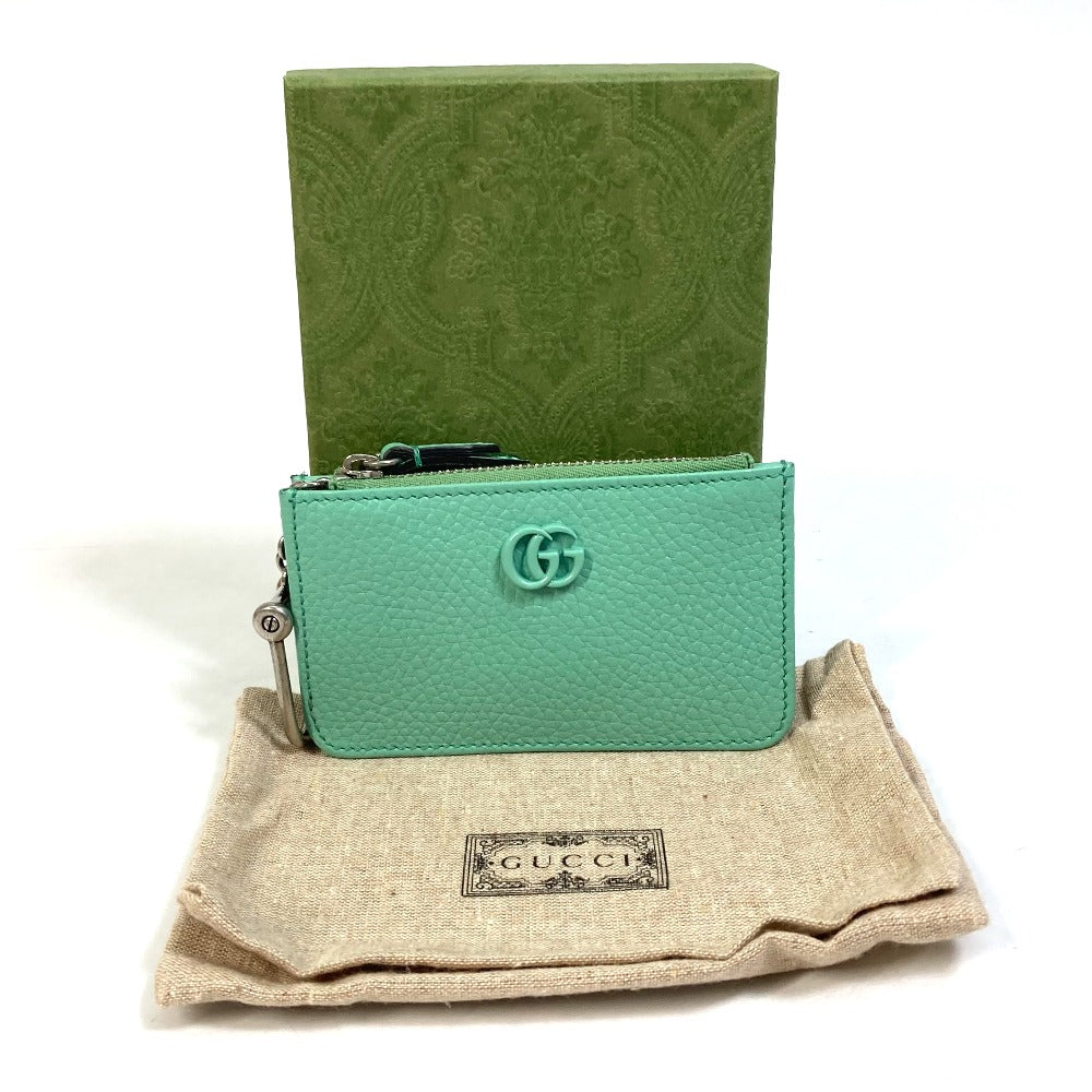 GUCCI 701070 GG Marmont Leather Card Case and Coin Case, Women's, Green