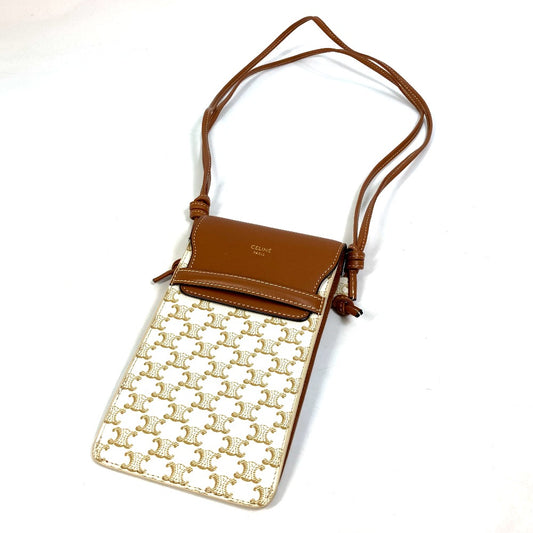 CELINE 10G332CQD トリオンフ フォンケース バイルポーチ カバン ショルダーバッグ ポシェット 肩掛け スマートフォンケース PVC/ナイロン レディース ベージュ