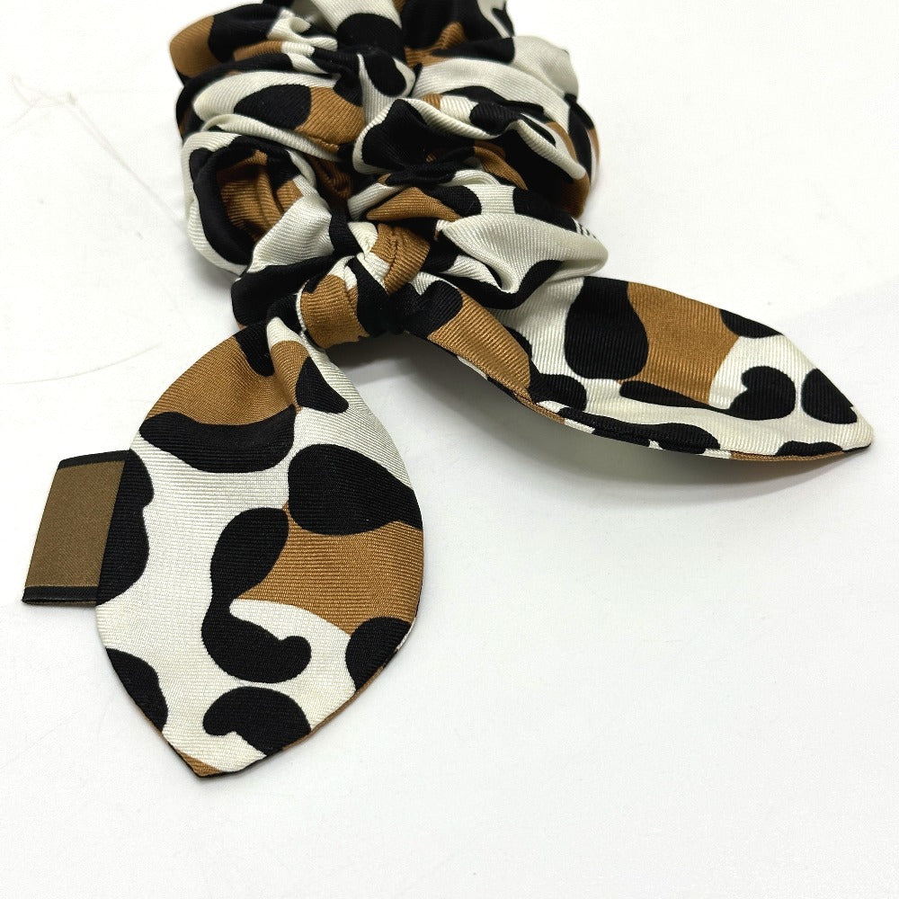 FENDI Leopard Print Hair Accessory, Silk Scrunchie, Women's, Brown
