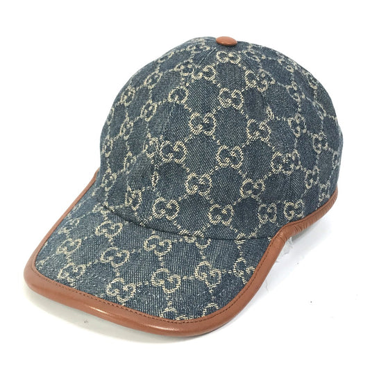 GUCCI 656206 デニム GG ロゴ 帽子 キャップ帽 ベースボール キャップ GGキャンバス ユニセックス ネイビー