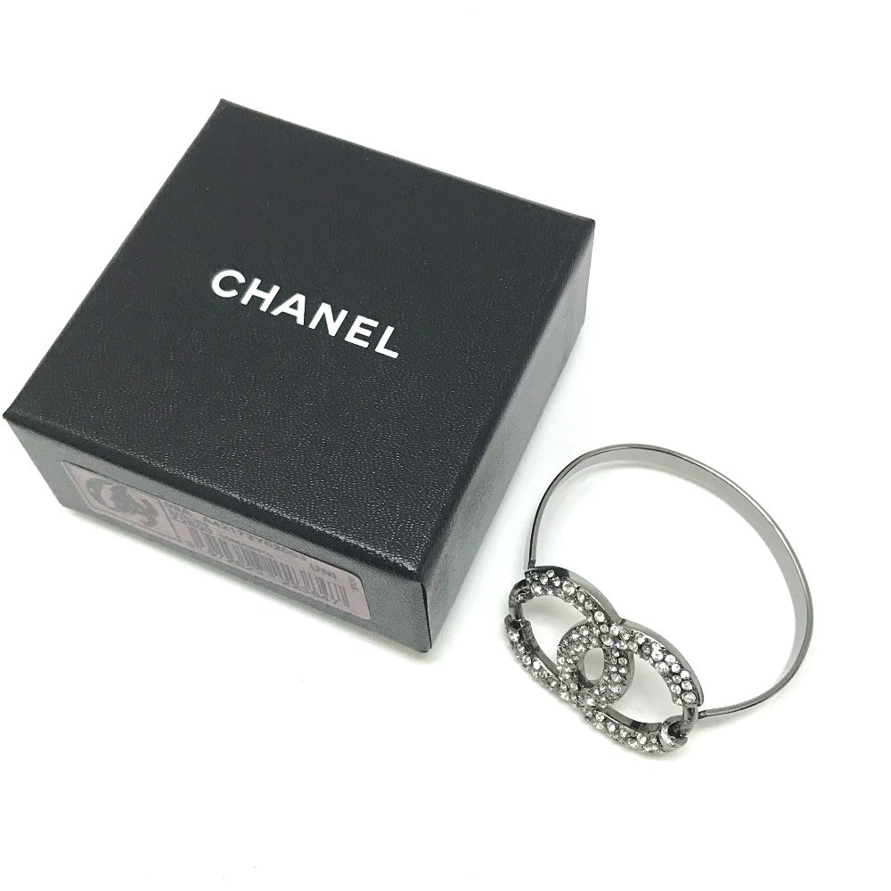 CHANEL Accessories Coco Mark CC Rhinestone 04A Bracelet, Metal, Women's, Silver