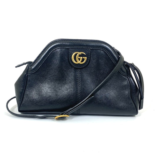 GUCCI 524620 GGマーモント リベル タイガー キャットヘッド クラッチバッグ 斜め掛け 肩掛け ショルダーバッグ レザー レディース ブラック