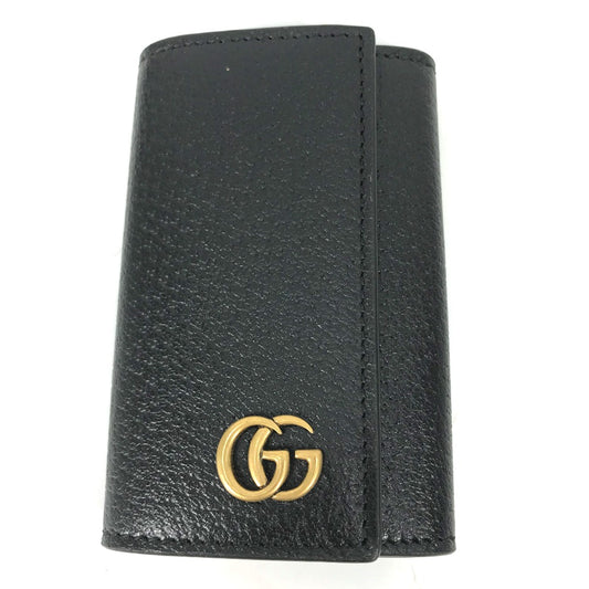 GUCCI 435305 GGマーモント 6連 鍵 キーリング付き キーケース レザー レディース ブラック
