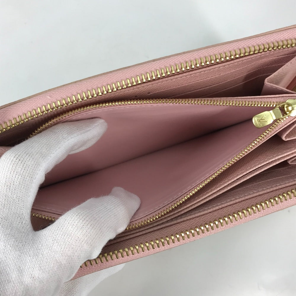 LOUIS VUITTON N63503 Damier Azur Zippy Wallet, Long Wallet with Round Zipper, Damier Azur Canvas, Women's, Rose Ballerine, White
