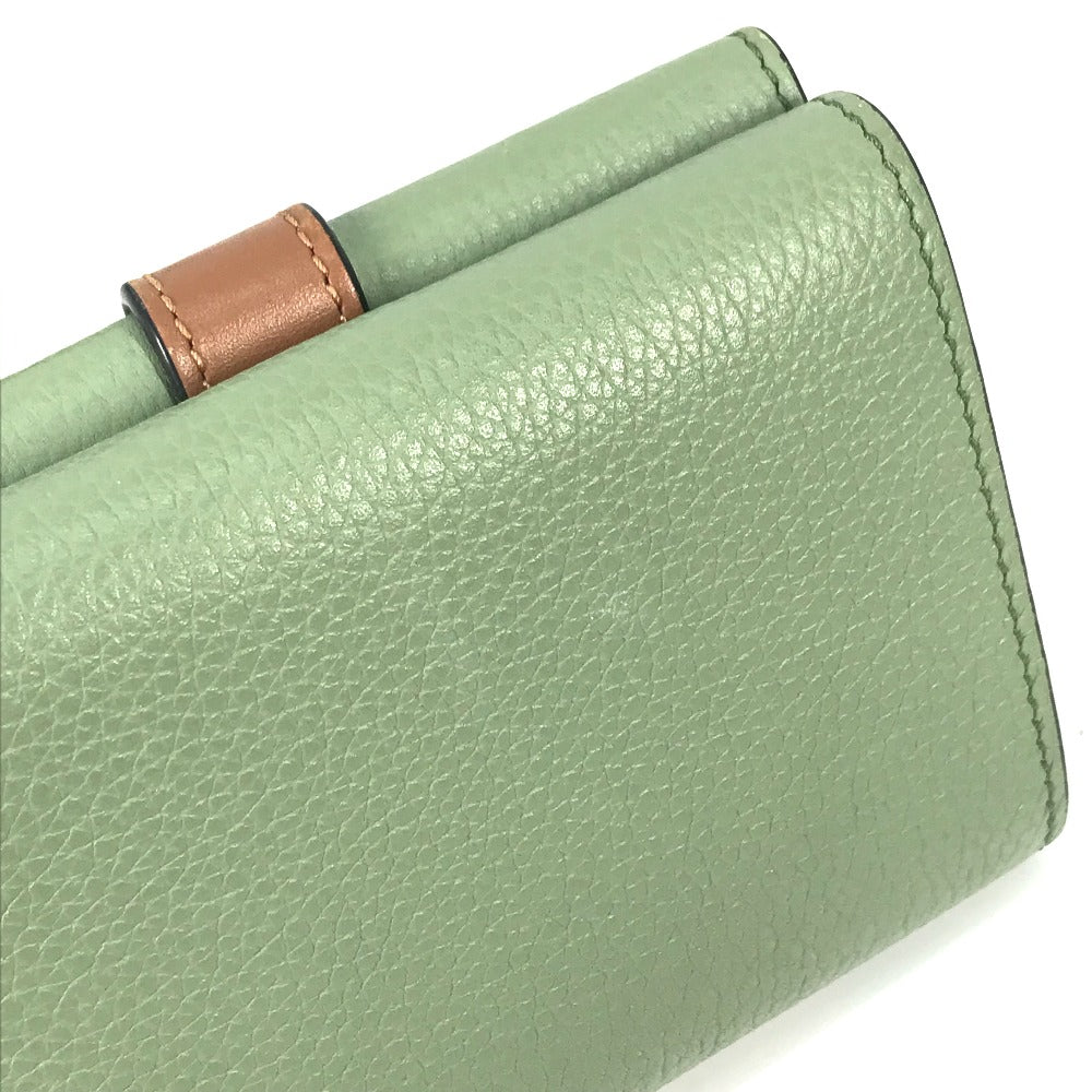 LOEWE アナグラム スモール バーティカル ウォレット コンパクトウォレット 3つ折り財布 レザー レディース グリーン