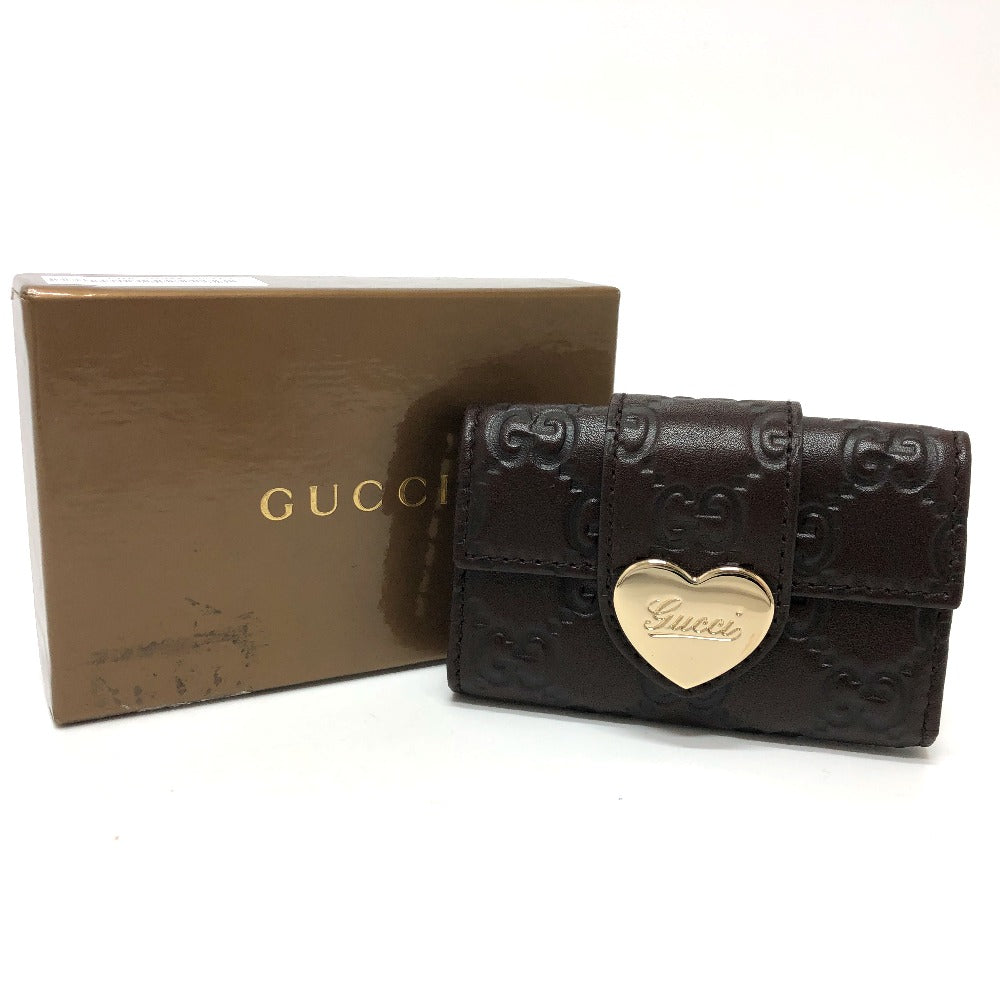 GUCCI 203551 GG ハートプレート 6連 キーケース レザー レディース ブラウン