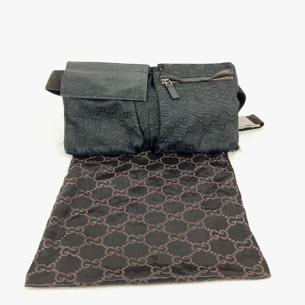 GUCCI 28566 ベルトバッグ GG ウエストバッグ ボディバッグ GGキャンバス/レザー メンズ ブラック