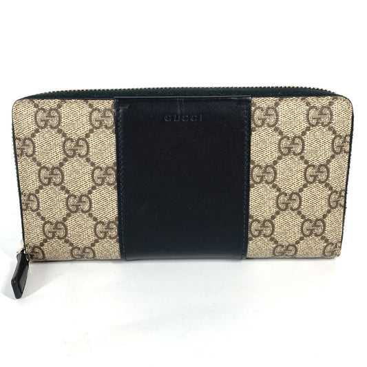 GUCCI 451249 GGスプリーム ロングウォレット ラウンドファスナー 長財布 PVC/レザー レディース ベージュ