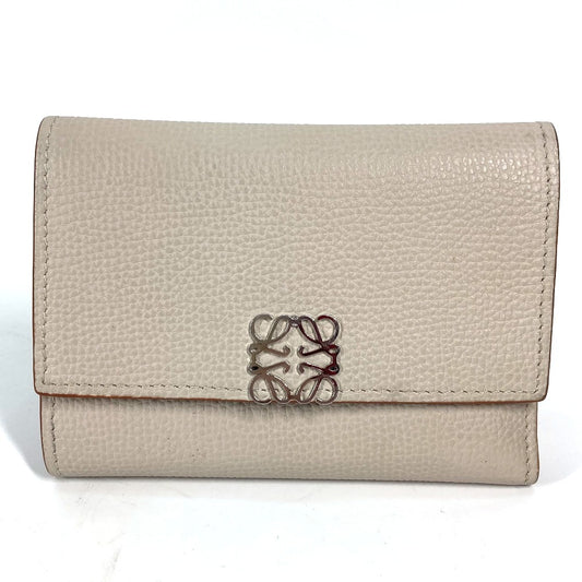 LOEWE C821S33X07 Anagram Vertical Wallet, Small, Compact, Tri-fold Leather Wallet, Women's, Light Ghost Beige
