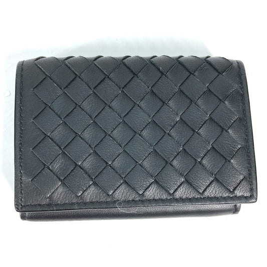 BOTTEGA VENETA 515385 Intrecciato Compact Wallet, Tri-fold Leather, Men's, Black