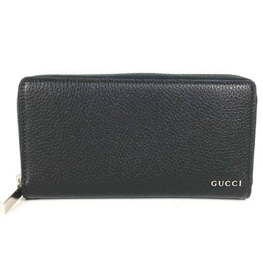 GUCCI 771154 ロングウォレット ロゴ ジップアラウンドウォレット ラウンドファスナー 長財布 レザー メンズ ブラック