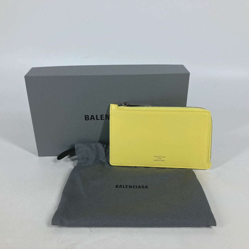 BALENCIAGA 736734 ロゴ ENVELOPE ロング コイン & カードホルダー コインケース 小銭入れ 財布 カードケース レザー レディース イエロー