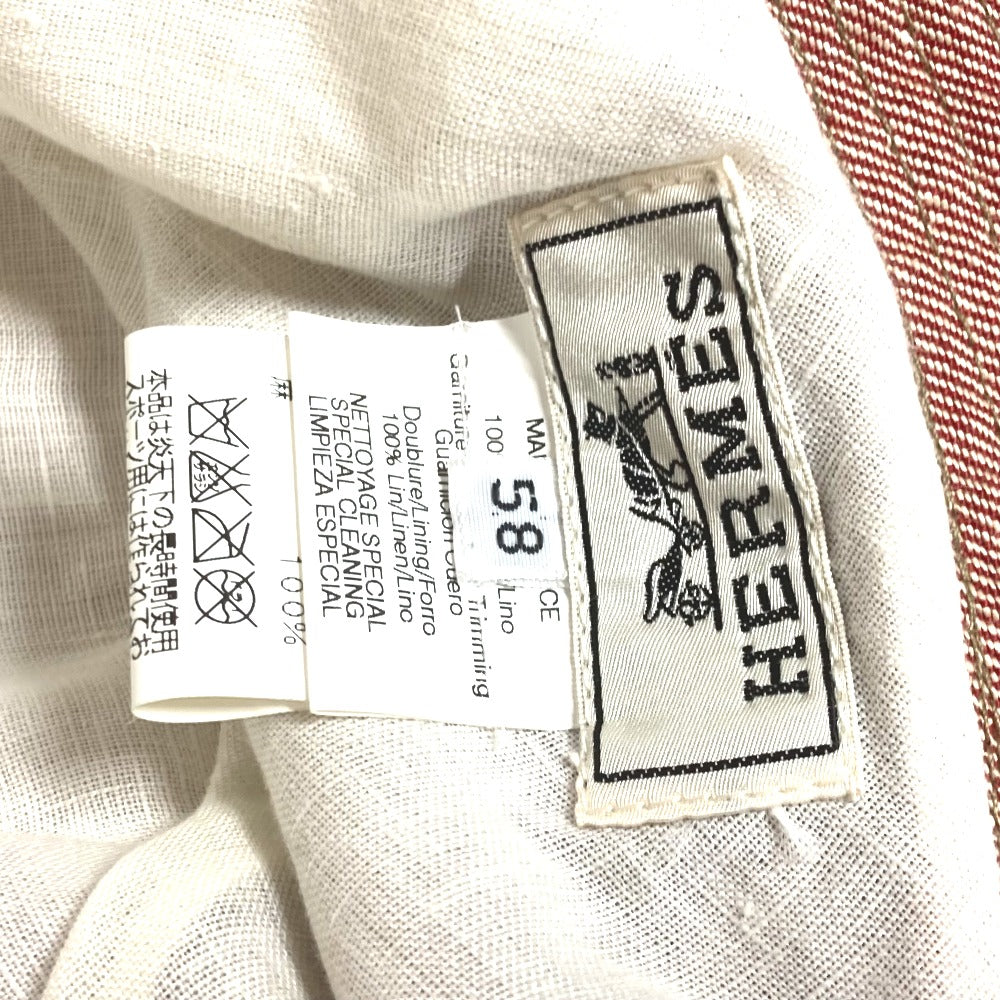 HERMES アパレル サイドジップ ファスナー バケットハット 帽子 ハット帽 ハット リネン レディース レッド