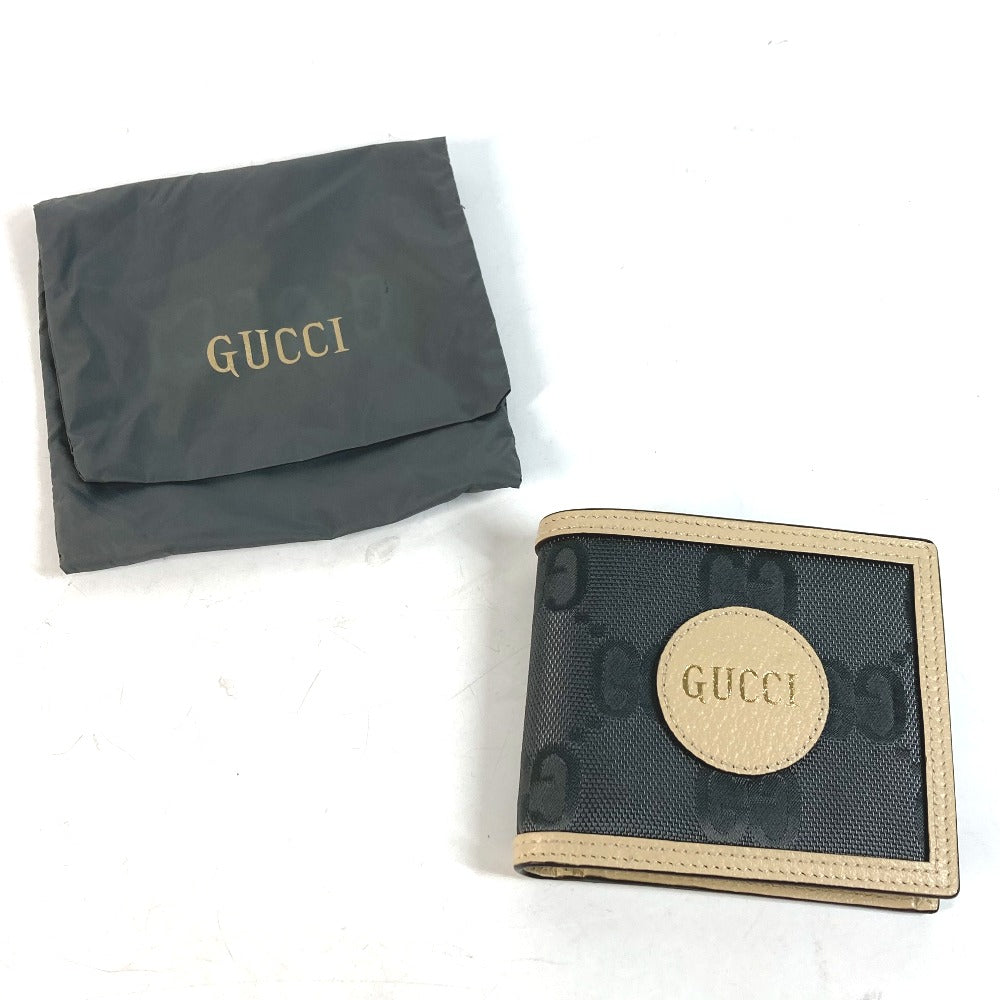 GUCCI 625574 ロゴ オフザグリッド Off The Grid コンパクトウォレット 2つ折り財布 ナイロン/レザー メンズ ブラック×ベージュ