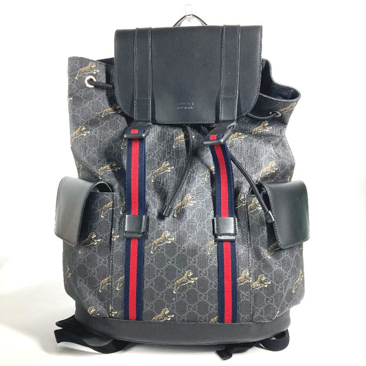 GUCCI 495563 GGスプリーム シェリーライン バックパック リュックサック GGスプリームキャンバス メンズ ブラック