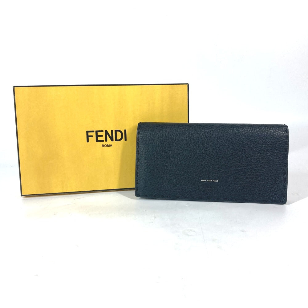 FENDI 7M0186 ステッチ セレリア 二つ折り ロングウォレット 長財布 レザー ユニセックス ブラック - brandshop-reference