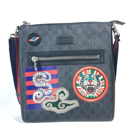 GUCCI 474137 GG タイガー ワッペン クーリエ 斜め掛け カバン メッセンジャーバッグ ショルダーバッグ GGスプリームキャンバス メンズ ブラックxマルチカラー - brandshop-reference