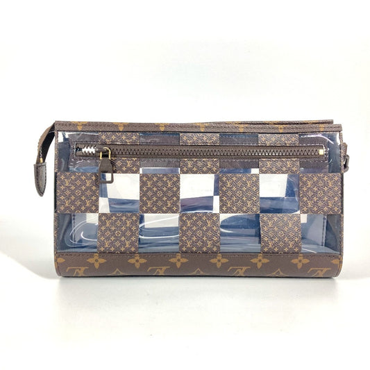 LOUIS VUITTON M81588 モノグラム チェス ダミエ スタンド ポーチ ポーチ カバン ストラップ付 クラッチバッグ ビニール ユニセックス ブラウン