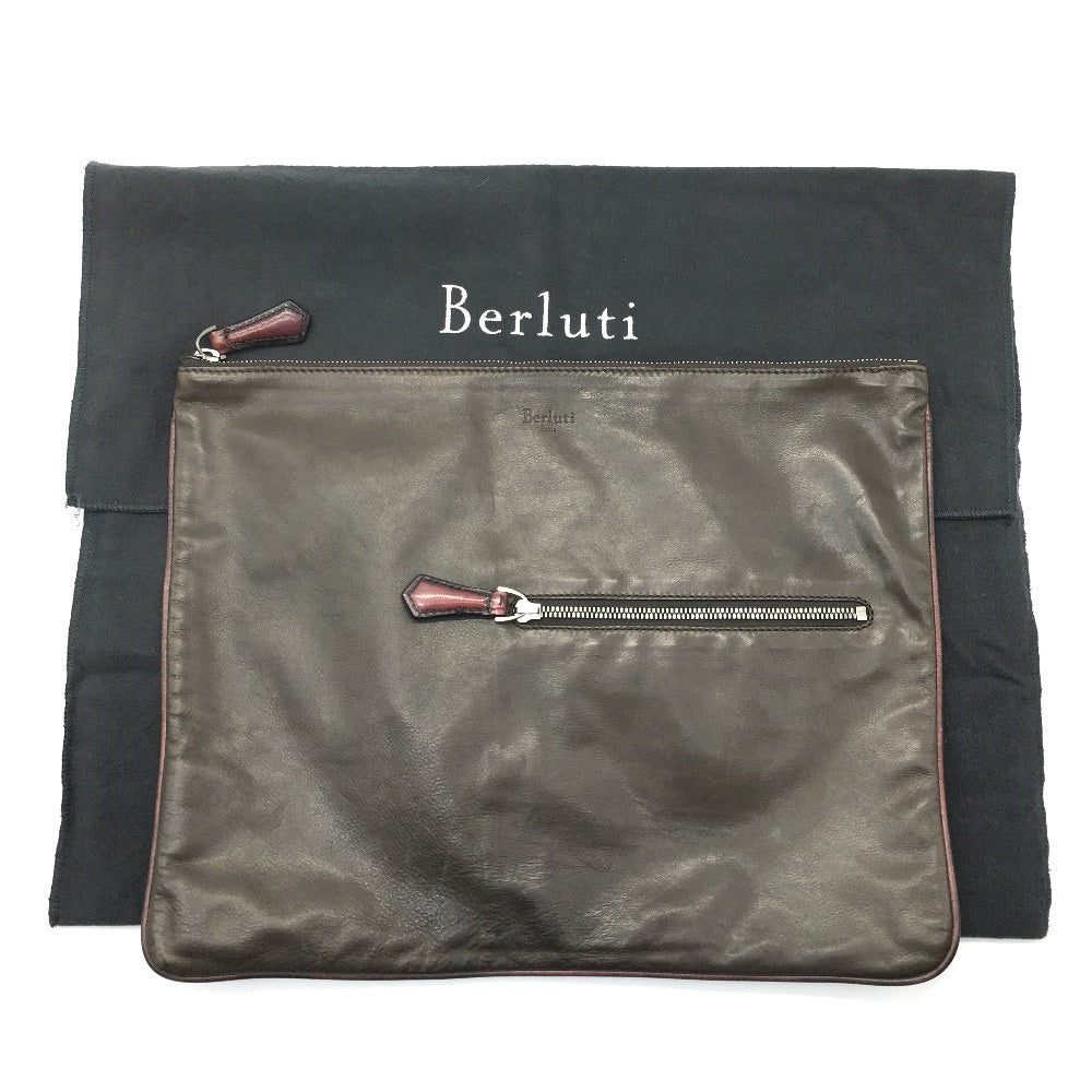 Berluti Calligraphy Inside Bag, Second Bag/Clutch Bag, Leather, Men's, Brown