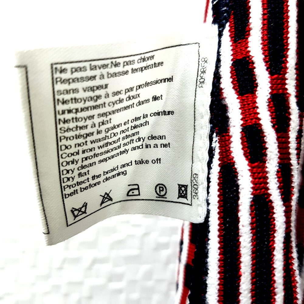 CHANEL P47925 Striped Summer Dress, Sleeveless, Rayon, Women's, Black, Black x Red x White