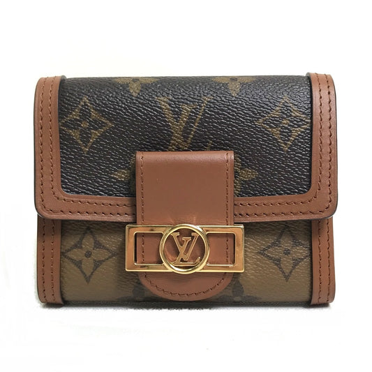 LOUIS VUITTON M68725 モノグラム リバース ポルトフォイユ ドーフィーヌ コンパクト ウォレット 3つ折り財布 モノグラムリバースキャンバス レディース ブラウン