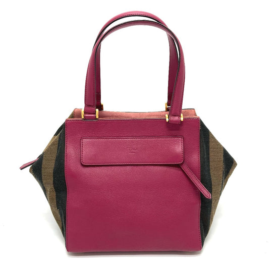 FENDI 8BN251 ペカン カバン ボストンバッグ ハンドバッグ レザー/キャンバス レディース ブラウン×パープル系