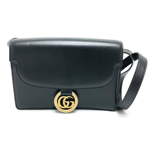 GUCCI 589474 GGマーモント フラップ カバン 肩掛け 斜め掛け バッグ ショルダーバッグ カーフレザー レディース ブラック