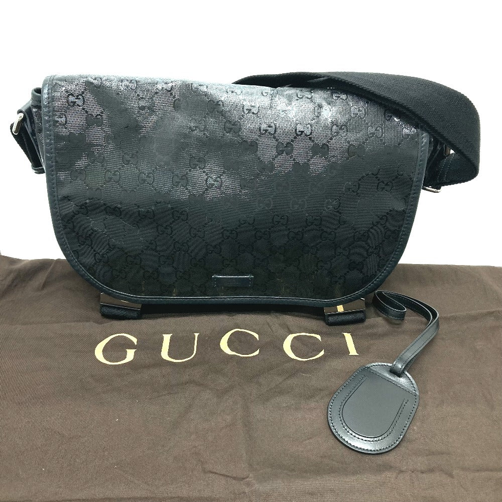 GUCCI 201732 GG Imprime Bag, One-Shoulder Messenger Bag, Shoulder Bag, GG Imprime, Men's, Black