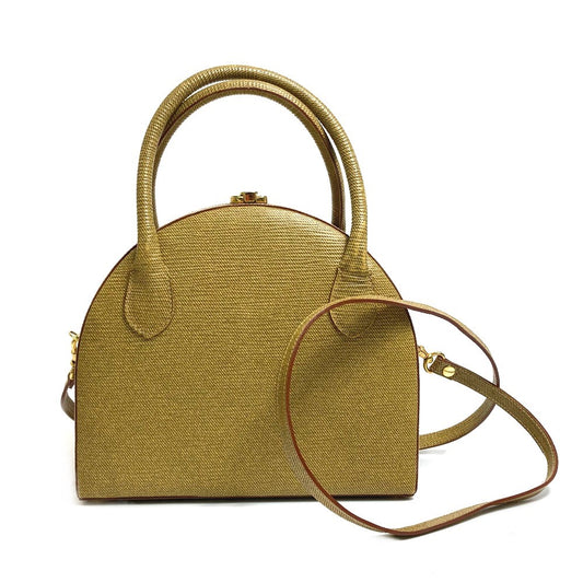 FENDI 半円フォルム カバン 2WAY ショルダーバッグ ハンドバッグ レザー レディース ベージュ系