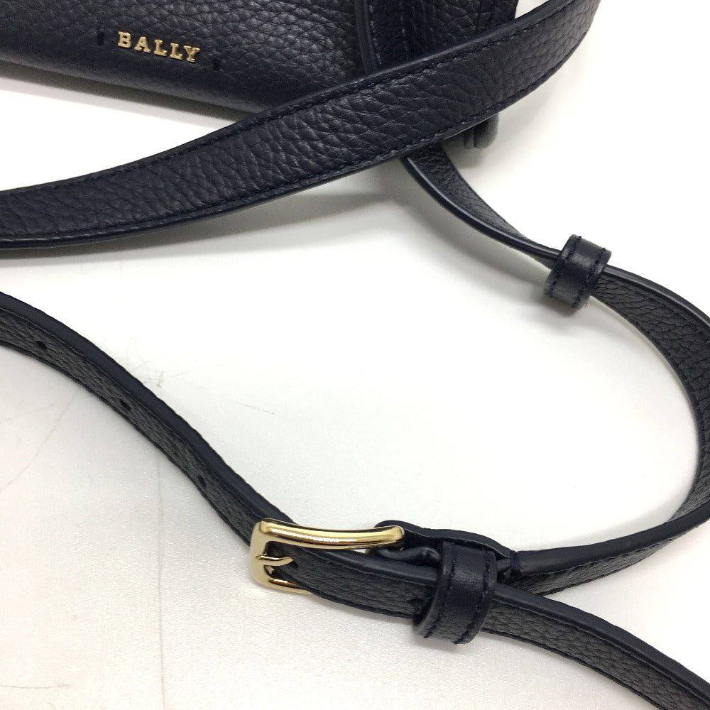 BALLY logo bag, 2-way shoulder bag, leather, women's, navy