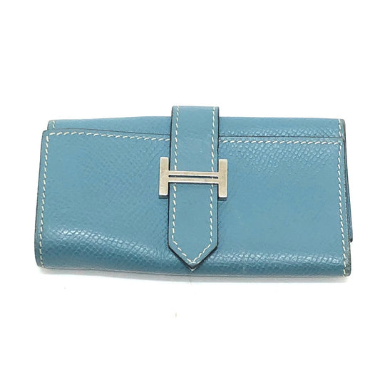 HERMES H金具 ベアン 4連 キーケース エプソン レディース ブルージーン ブルー
