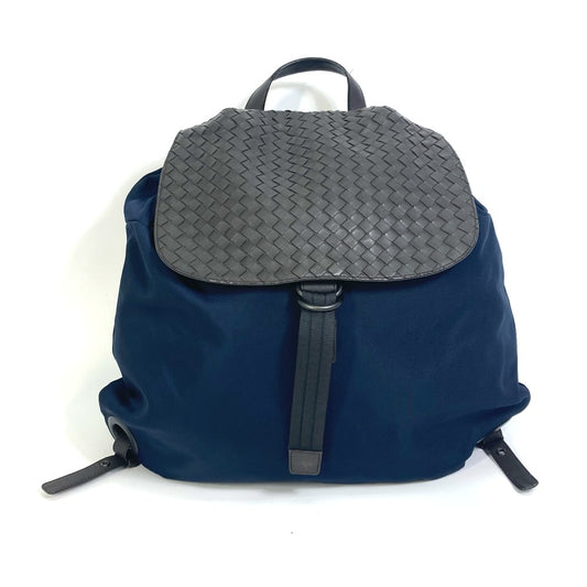 BOTTEGA VENETA 409595 Intrecciato Backpack Backpack Backpack Nylon / Leather Navy x Brown Used