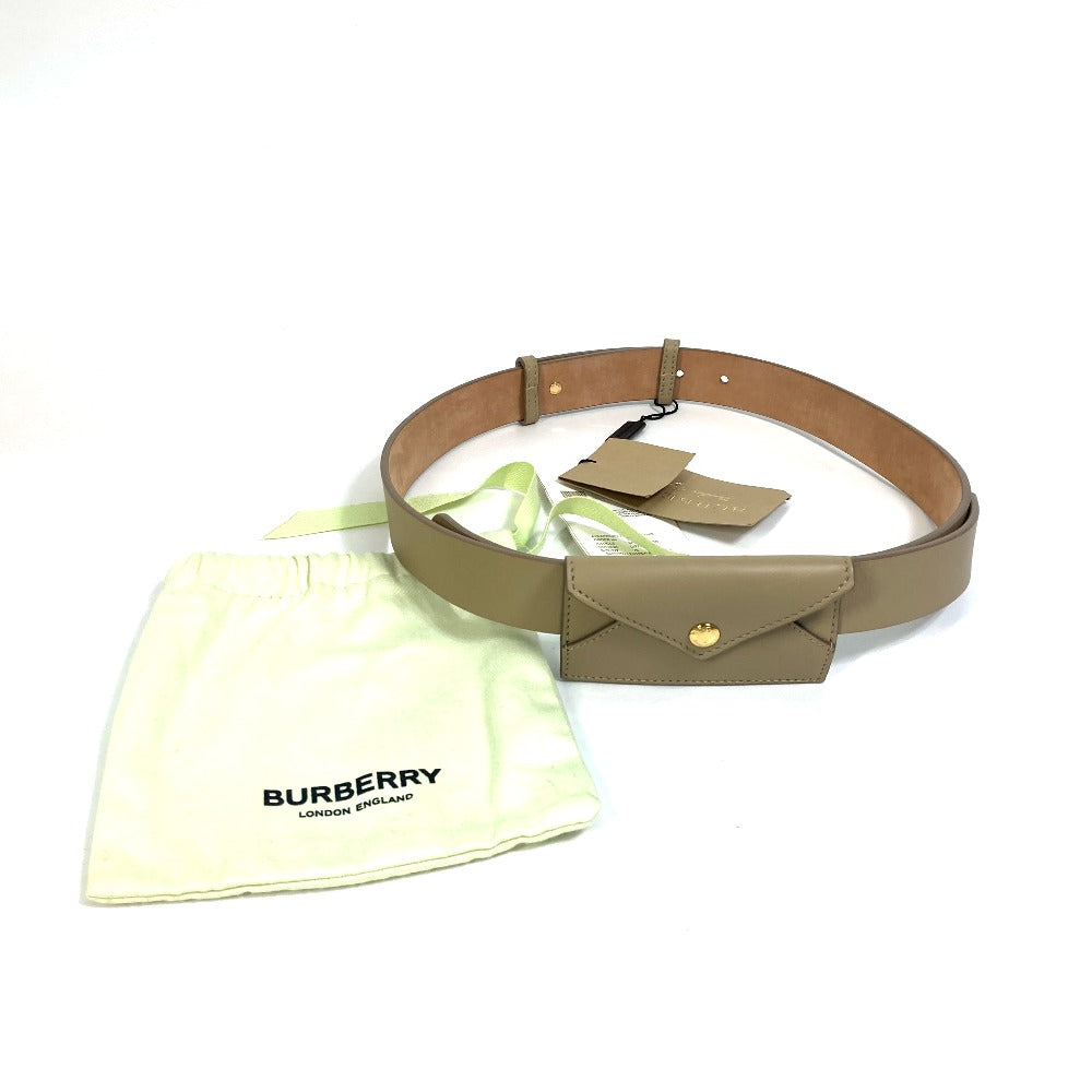 BURBERRY 8012136 ENVELOPE Pants Belt, Leather, Women's, Latte Beige