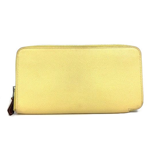 HERMES Azap Long Silk-In Wallet Zip Around Long Wallet Leather Jaune yellow/Green Used