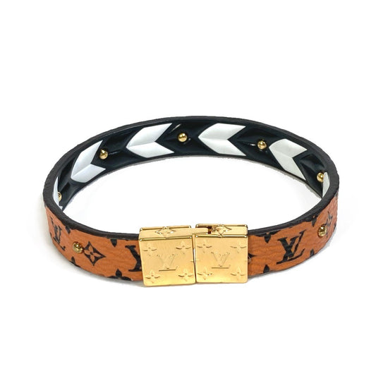 LOUIS VUITTON M6774F Monogram Bracelet LV Crafty Reversible Accessories Bracelet MonogramCanvas Brown/White x Black Used