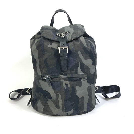PRADA triangle logo triangle logo camouflage camouflage saffiano Backpack Backpack Nylon / Safiano leather Green Used