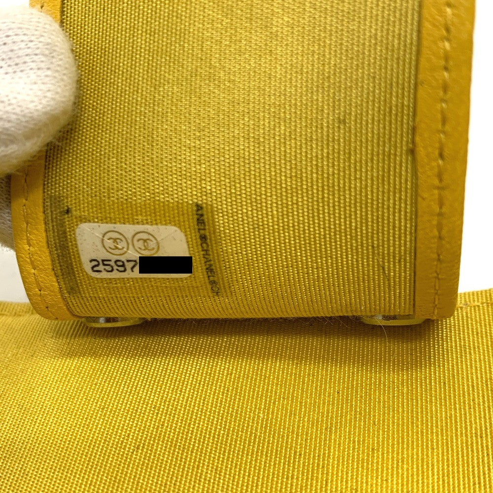 CHANEL Coco Mark Diamond CC 4-Ring Key Case with Key Ring, Calfskin, Women's, Yellow