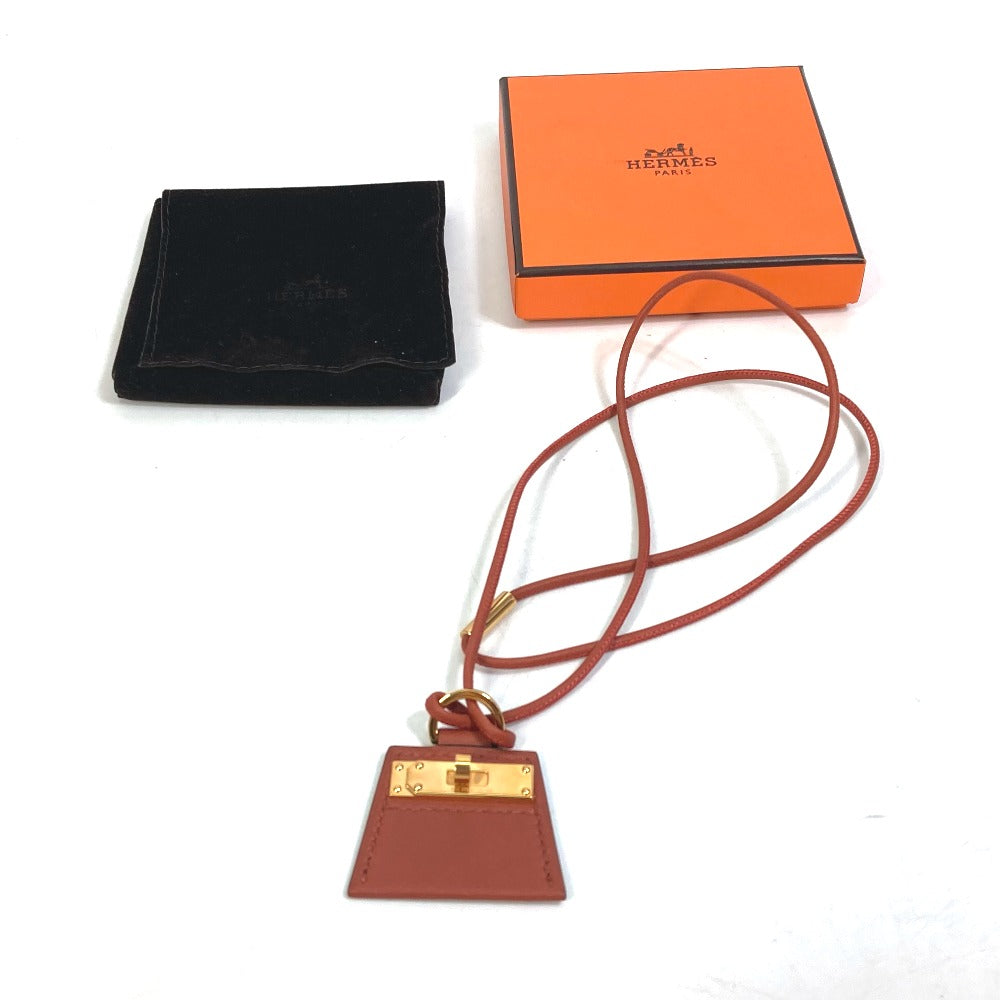 HERMES Fashion Accessories Mon Petit Kelly PM Mon Petit Kelly PM Accessories Necklace Swift Cible Brown/GoldHardware Used