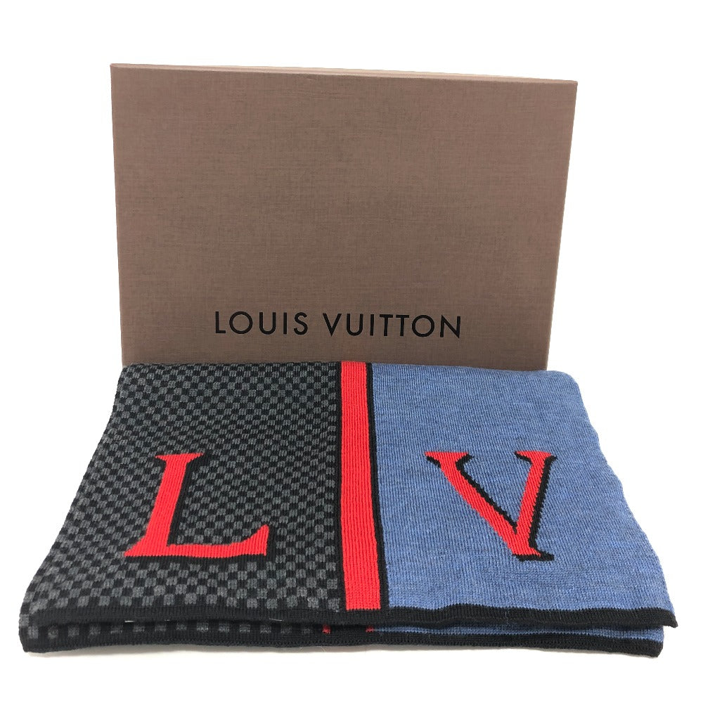 LOUIS VUITTON M70249 Echarpe LV Damier Rouge Wool Scarf Men's Black/Blue