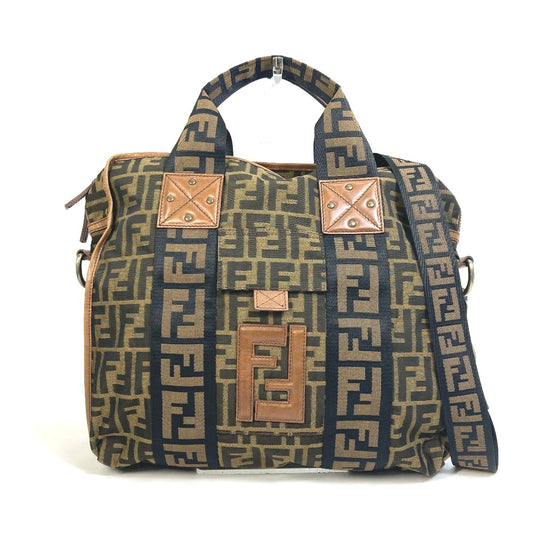 FENDI 7VA158 ズッカ FF柄 ハンドバッグ 2WAYバッグ ショルダーバッグ 肩掛け カバン トートバッグ レザー/キャンバス レディース ブラウン